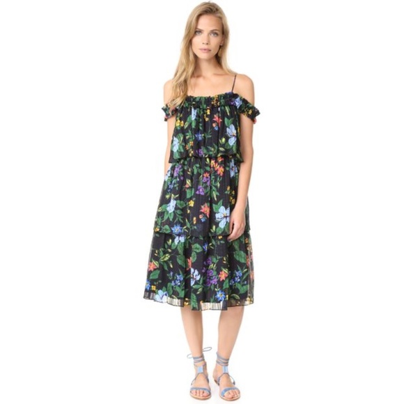 Club Monaco Floral Off-Shoulder Midi Dress - Picture 12 of 16
